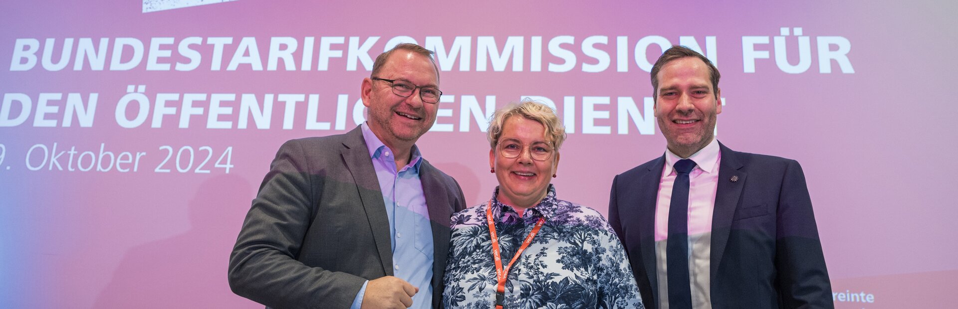 Die Spitzen von ver.di, GEW und GdP (v.l.): Frank Werneke, Maike Finnern und Jochen Kopelke. | © Kay Herschelmann