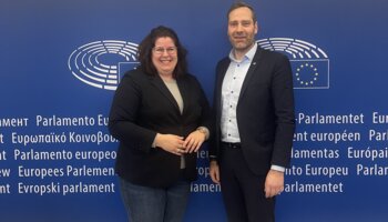 Lena Düpont (CDU, Mitglied des Europäischen Parlaments) und GdP-Bundesvorsitzender Jochen Kopelke in Brüssel | © Büro Lena Düpont