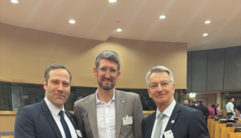 Jochen Kopelke, Kevin Komolka und Jörg Bruchmöller (GdP-Europabeauftragter) | © GdP